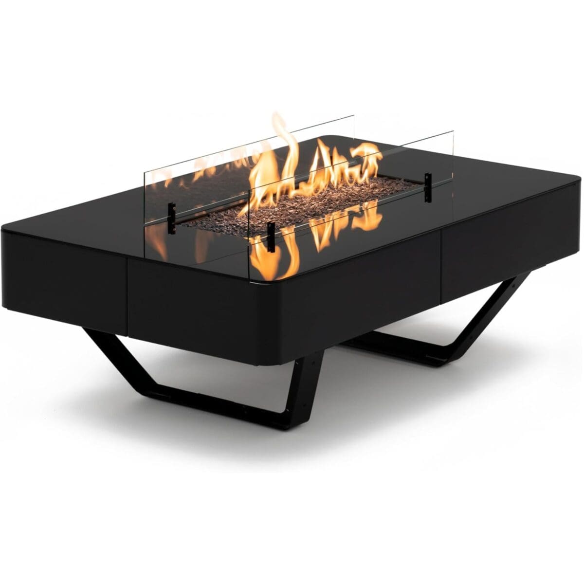 PLANIKA Rio Table Coffee Table with LPG Fire Pit Black Portable Garden Patio