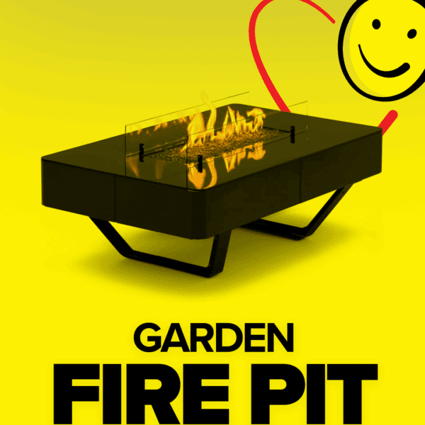 PLANIKA Rio Table Coffee Table with LPG Fire Pit Black Portable Garden Patio