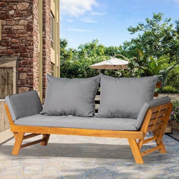 Panana Acacia Wood Convertible Couch Sofa Bed